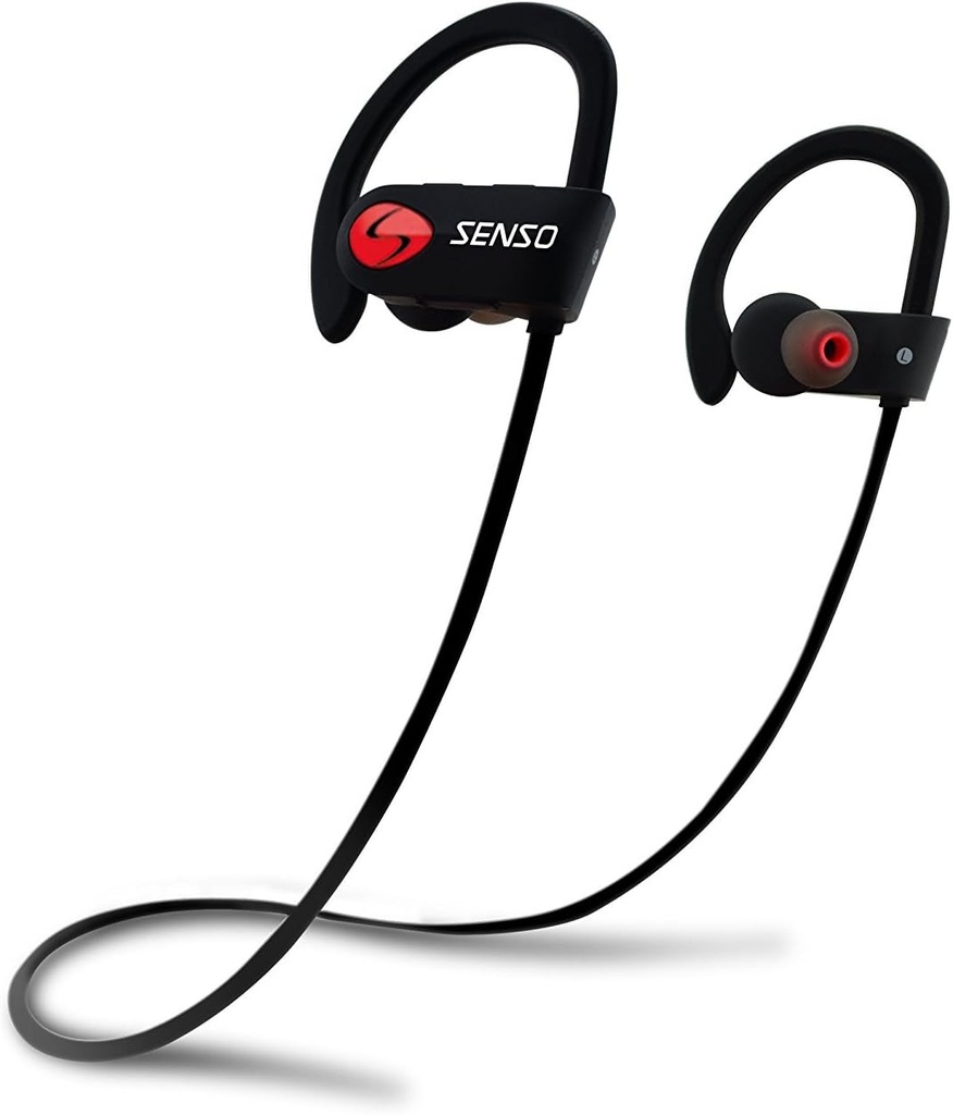 Senso Bluetooth sluchátka, Nejlepší Bezdrátové sportovní sluchátka w / Mic IPX7 Vodotěsné HD Stereo Sweatproof sluchátka pro tělocvičnu Běžící cvičení Hluk Zrušení sluchátka Earbucks Hlasivky