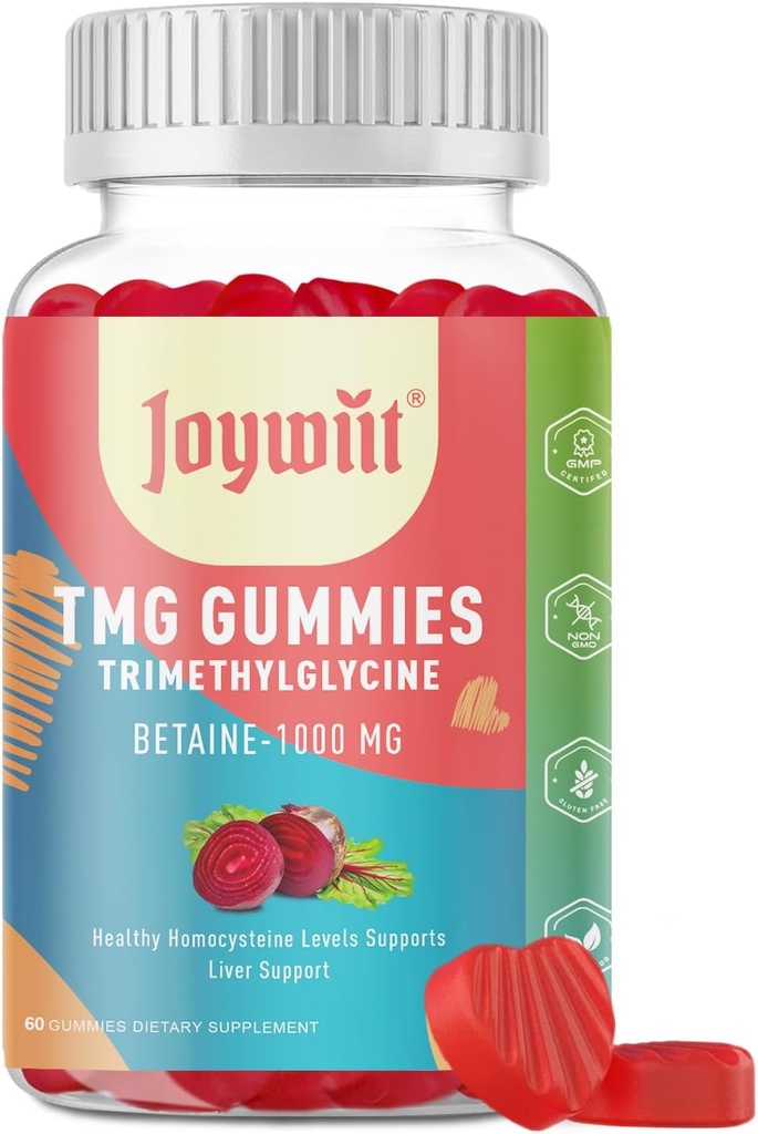 Tmg Trimethylglycin Gummies Doplňky 1000mg Betaine Bezvodý Tmg Gummies, Homocysteinové úrovně, Energie, Methylace a imunitní podpora, Zdraví jater, Gluten Free, 60 Ct