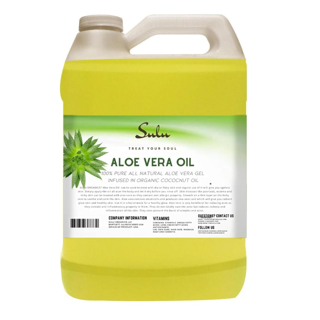SULU ORGANICS Čistá studená tlak Nerafinovaný přírodní Aloe Vera Oil (64 oz)