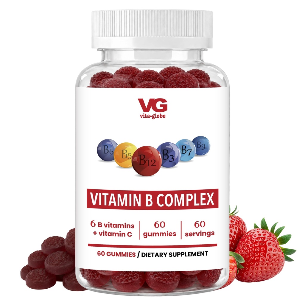 VITA GLOBE B Complex Gummies 5000mcg for Hair Skin Nails Growth, Non-GMO