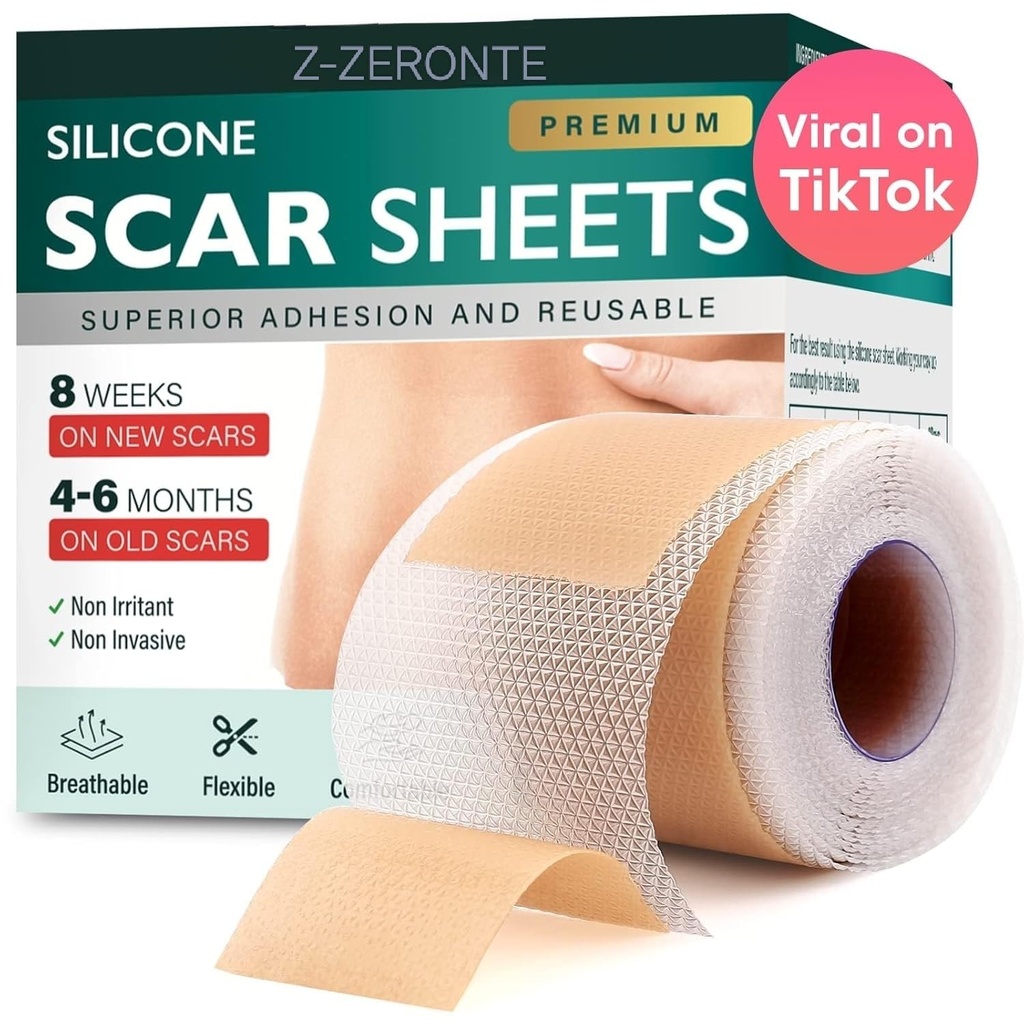 Silikonové Jiskrové listy, Silikonové Jiskrové pásky (1.6 "x 120" Roll-3M), opakovaně použitelné a účinné Jiskry odstranitelné listy, Silikonové Jiskry odstranitelné listy pro chirurgické Jizvy, Léčivé Keloid, C-Section, Tummy Tuck