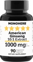 MONOHERB American Ginseng Extract 1000 mg - 90 Vegetariánských tobolek