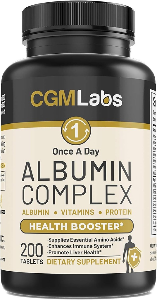 Albuminový komplex jednou denně - vaječný bílý albumin, syrovátkový protein, královské želé, esenciální aminokyseliny - 200Tablety