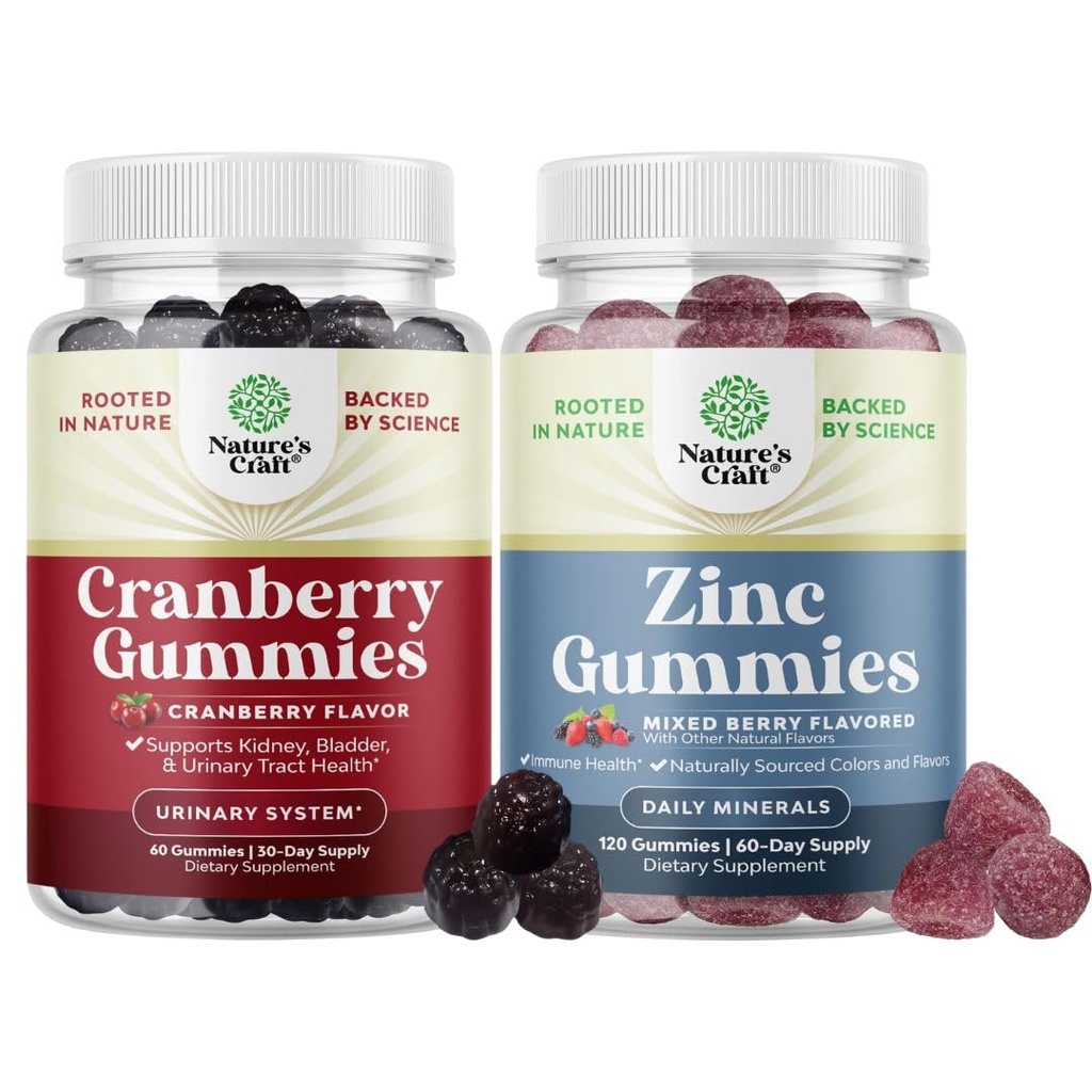 Svazek přírodních brusinkových žvýkaček pro ženy a muže a extra sílu zinek pro dospělé - Extra síla Delicious Antioxidant Cranberry Chews - Žvýkací zinek Citrát 50mg Imunita