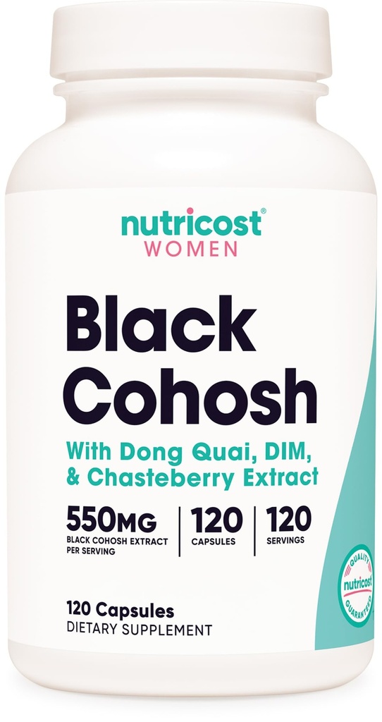 Nutricost Black Cohosh pro ženy 660mg, 120 Kapsle - s Don Quai, DIM, a Chaste Berry, Veggie Caps, Non- GMO, gluten zdarma