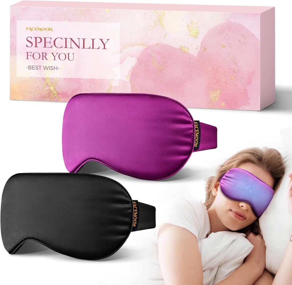 2PCS Cold Eye Mask: Chladící oční maska pro Puffy Eyes, Bolest hlavy, Migrény Relief - Studené komprese pro tmavé kruhy, Unavené oči, Po operaci - opakovaně použitelné gelové ledové balení, Vážená spánková maska (černá, fialová)