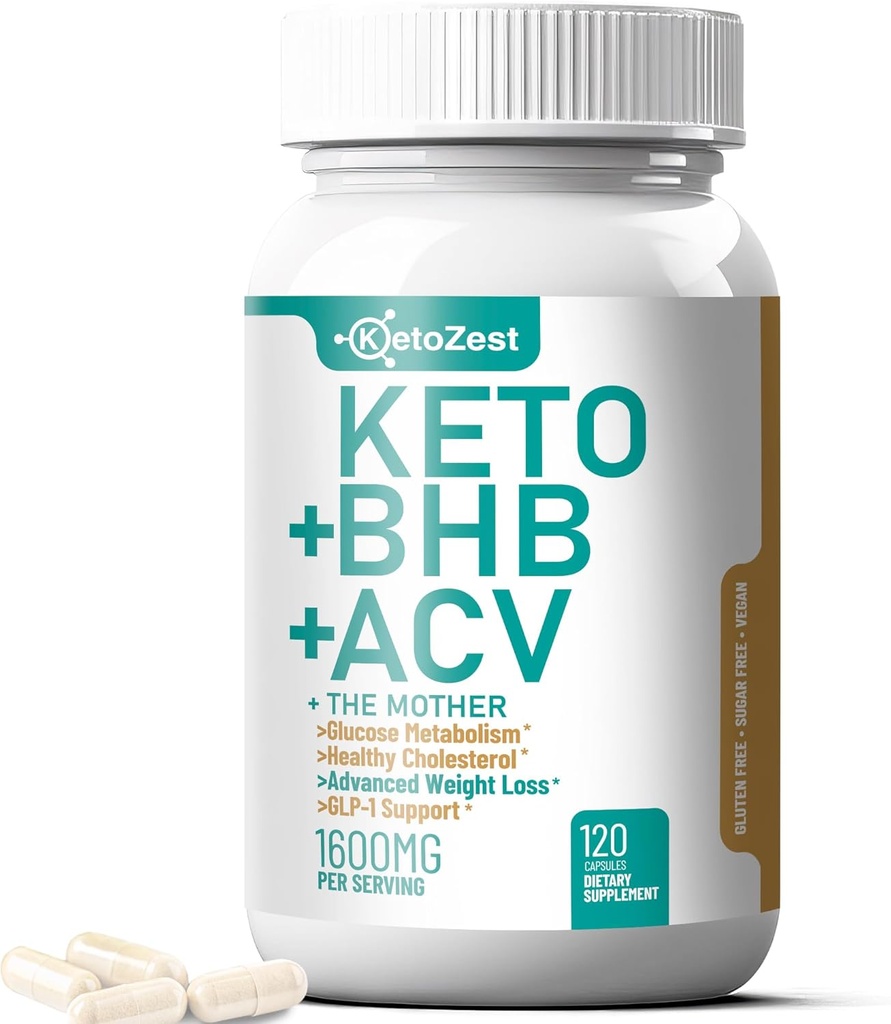 Keto ACV BHB Kapsle 1600mg pro pokročilé hubnutí & Belly Fat Burn - Organic Apple Cider Ocet s Matkou Ketones Vegan Dodatek - s vitaminem D3 zinek chrom pro ženy
