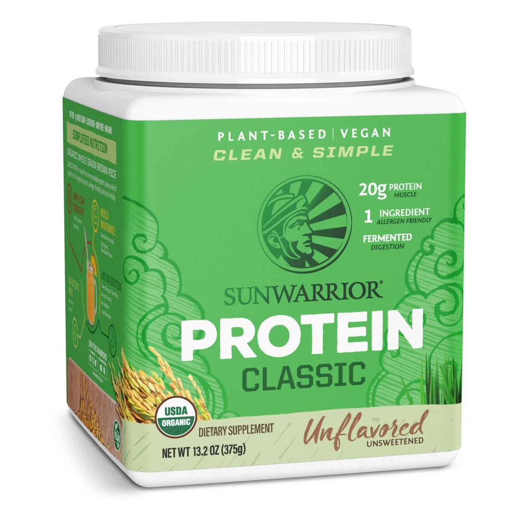 Hnědý rýžový protein prášek s Bcaa & Amino kyseliny syrové rýže protein třepat gluten zdarma Nízký karb mléčný zdarma 124; Plant based Classic Strouted Brown rýžový protein prášek přírodní 750g od Sunwarrior