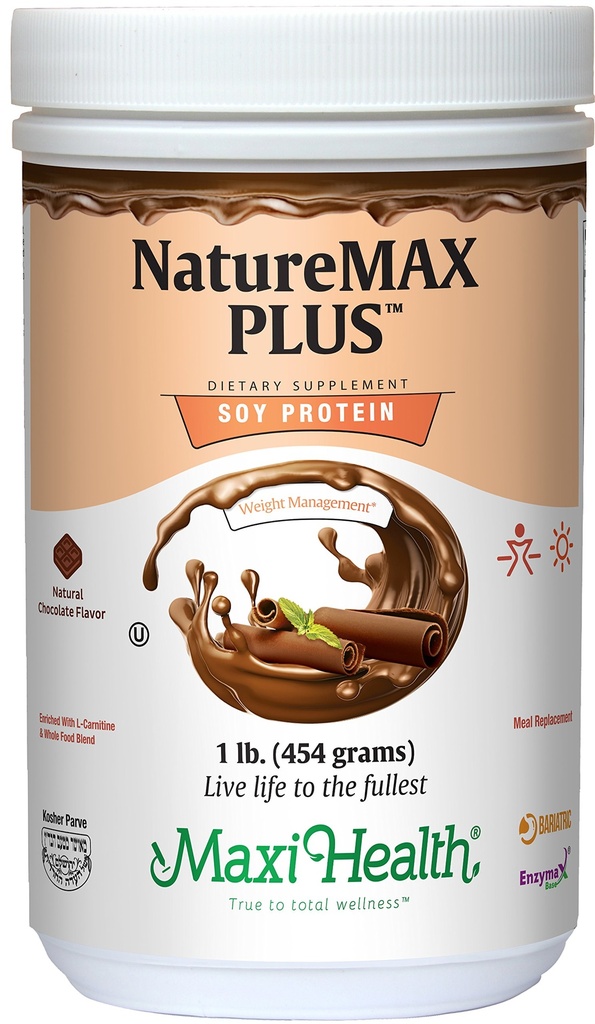 Maxi- Zdraví NatureMAX Plus Energy Support Drink Soy Protein Powder - Cukr zdarma doplněk stravy - 20g Protein Per Serving - Přírodní čokoláda Flavor - Kosher Vitamin - 1lb