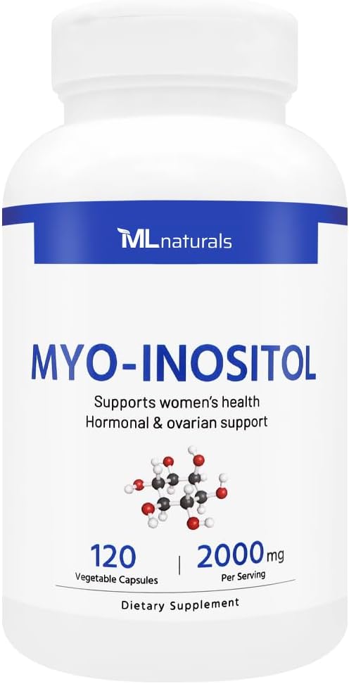 ML Naturals Myo- Inositol 2000 mg 120 Zeleninové kapsle, NSF- Certified & cGMP- Compliant