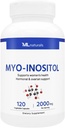 ML Naturals Myo- Inositol 2000 mg 120 Zeleninové kapsle, NSF- Certified & cGMP- Compliant