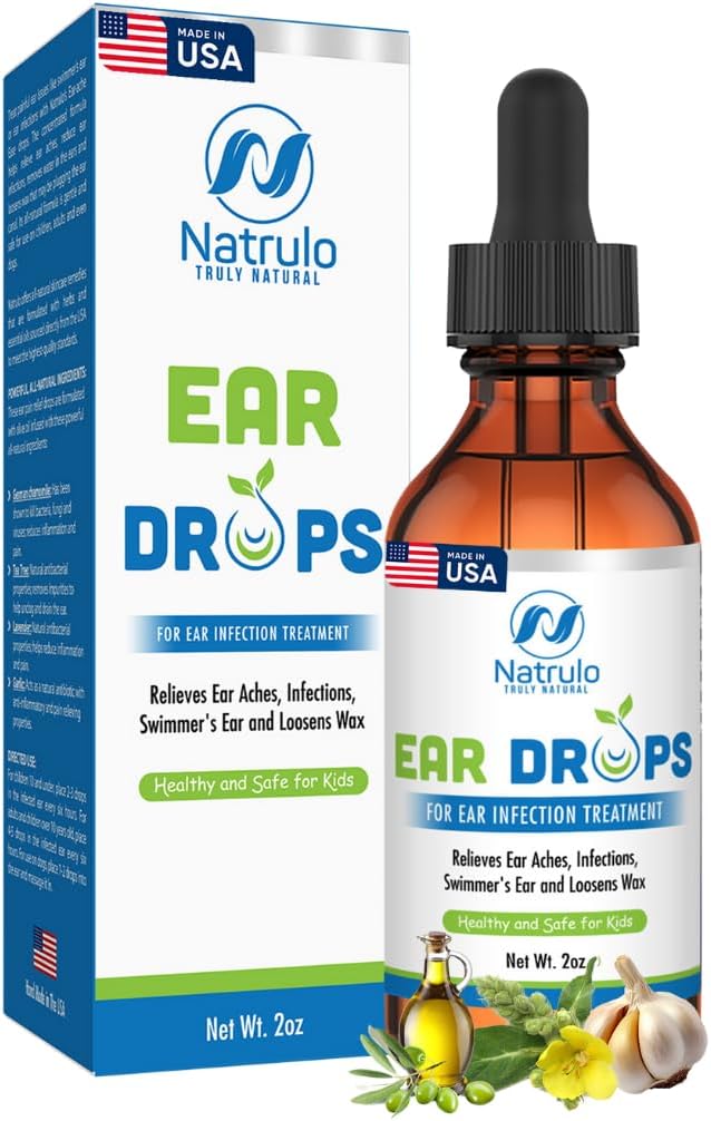 Natruro Natural Ušní kapky pro ušní infekci - Homeopatická, Bylinné Earddropy pro dospělé, Děti & Domácí zvířata - pro uši, Ucho plavce, Loosen Wax - Děti Safe Uar Oil, Made in USA (2 Oz)