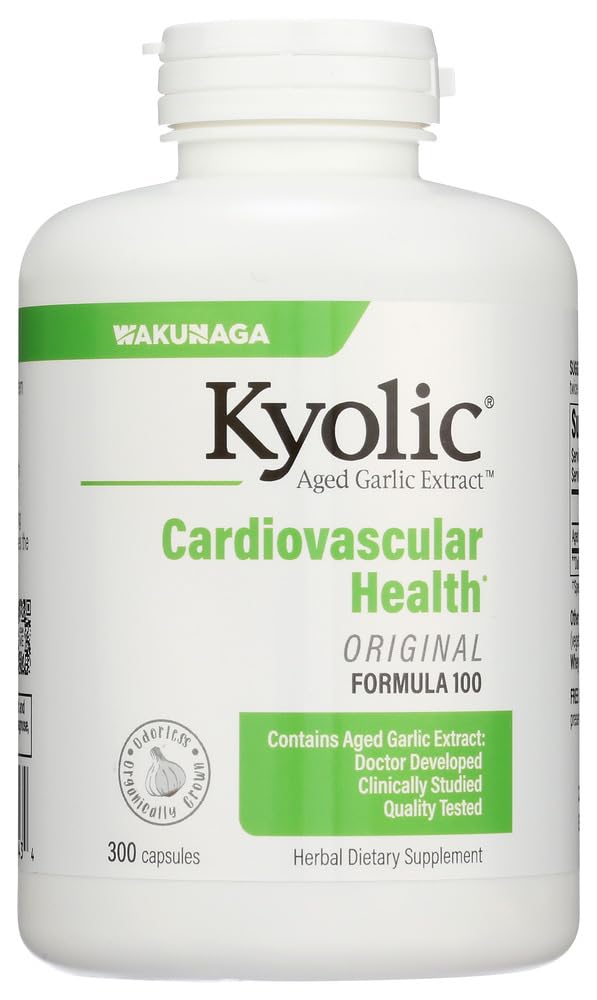 Kyolický Česnek Extract - Původní Kardiovaskulární vzorec 100, High Potency 600mg, 300 čepice., (Wakunaga / Kyolic)