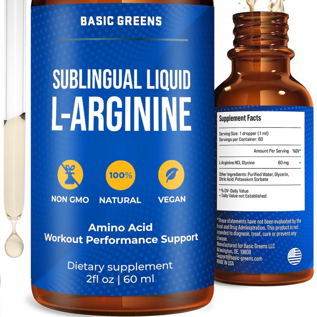 L Arginin Liquid - L- Arginin dodatek pro muže a ženy s prekurzorem oxidu dusnatého, L Arginin dodatek