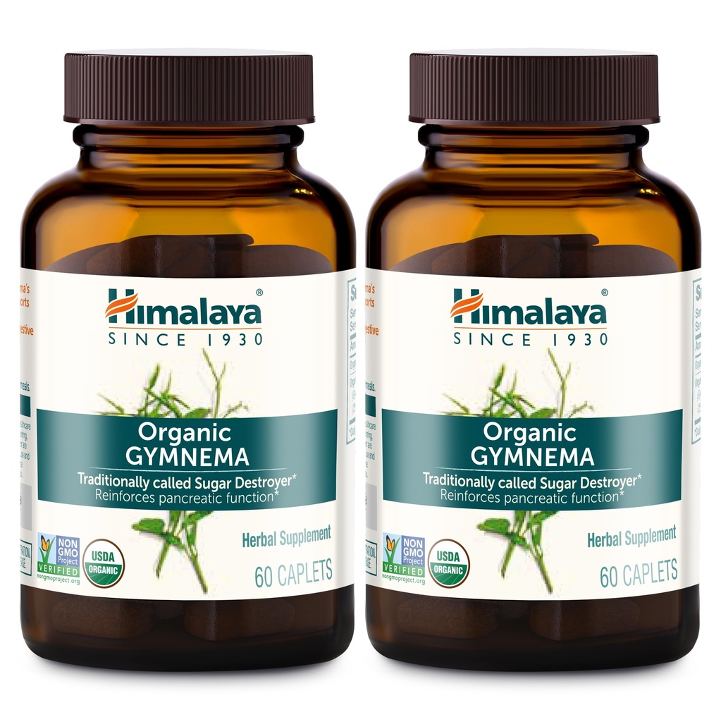 Himalaya Organic Gymnema Sylvestre - Podpora metabolismu bylin - USDA Organic, Non- GMO, Vegan, Gluten Free, 700 mg, 60 kaplet (balení po 2)
