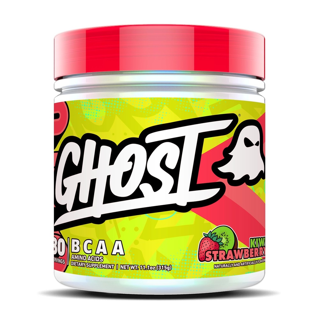 GHOST BCAA Powder Amino Acids Dodatek, Kiwi Jahoda - 30 Servings - Sugar- Free Intra, Post & Pre Workout Amino Powder & Recovery Drink, 7G BCAA