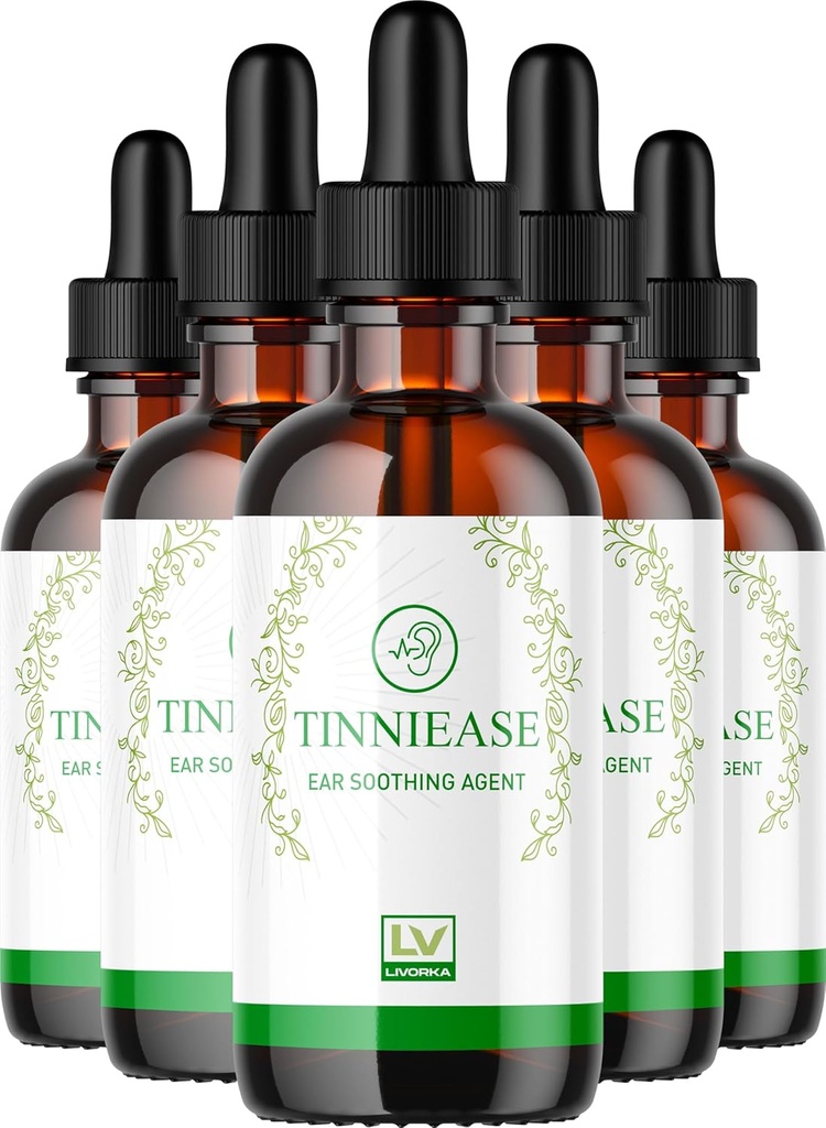 LIVORKA (5 Pack) Tinniease Drops, Tinniease Drops for Sluch Support, Tinni Ease Drops, Tinniease Ear Drops, 5 Lahviček na 150 dní