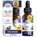 Gurunanda Black Seed Oil, Cold- Pressed Nigella Sativa - Bohatá na vitamín D3 5000 jednotek, K2 & E, High Thymoquinone current124; Potenciální antioxidant pro imunitní podporu, Non- GMO, 2 Fl.oz
