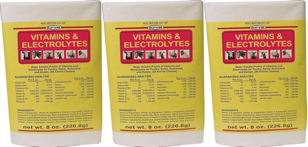 (3 balení) DURVET 136028 vitamíny & Electrolytes, 8 Oz3
