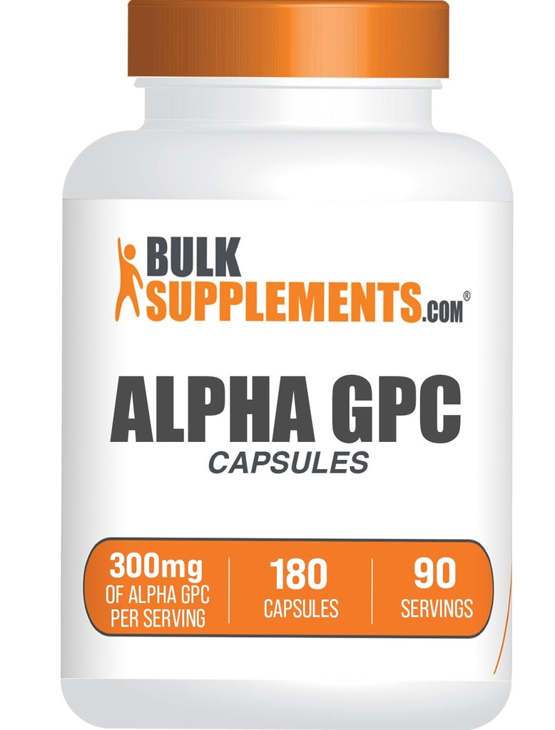 BulkSupplements.com Alpha GPC Kapsle - Acetylcholin doplňky, Alpha GPC 300mg - Cholin doplňky, Lepek zdarma, 2 Kapsle per Serving, 180 Kapsle (Balení po 1)