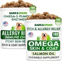 Alergie Relief + Omega 3 pro psy Bundle - anti- itch kůže & coat + kůže Alergie - Omega 3 Fish Oil + EPA & DHA Fatty Acid - Svědění a lízání tlapek + Společné zdraví - 360 Žvýkačky - Vyrobeno v USA
