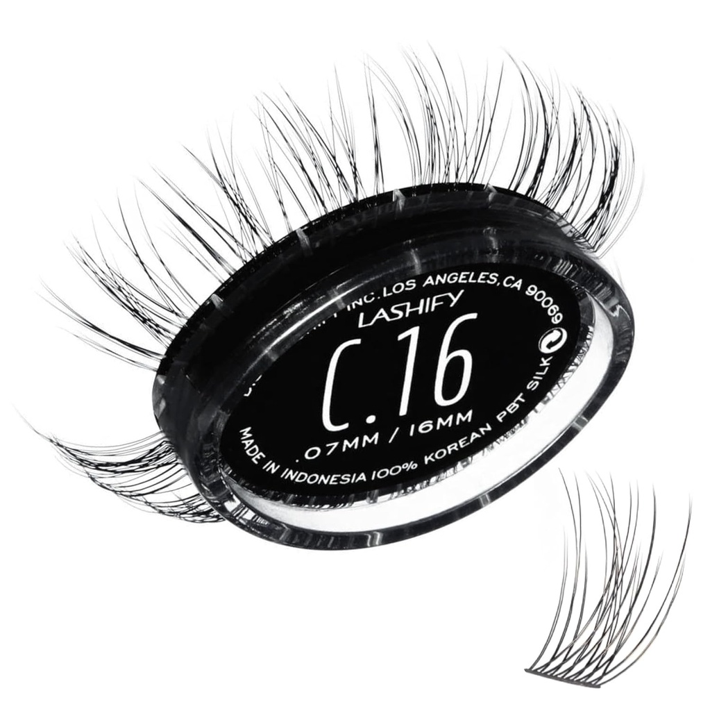 Lashify Curl 16mm Gossamer Eylash Rozšíření Refill, Black, DIY False řasy pro přírodní vzhled