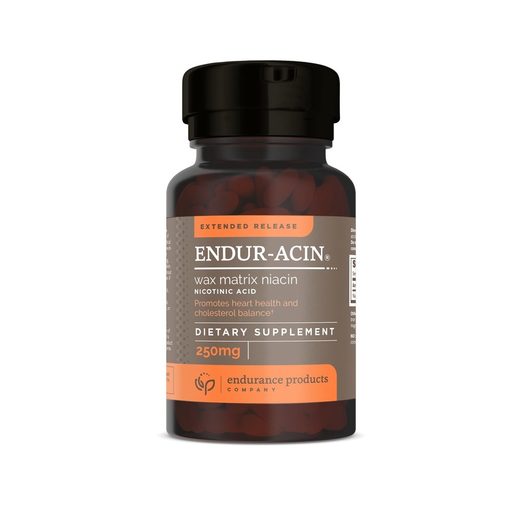 ENDUR- ACIN Niacin, Heart Health & Health Cholesterol Balance Supplementary, Extended Release for Optimal Absorption, Gluten Free, 250mg (100 tablet)