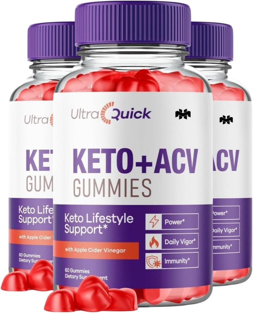 Mega Hits Ultra Quick Keto ACV Gummies, UltraQuick Keto ACV Gummies, Ultra Keto, 180 Gummies, 3 balení