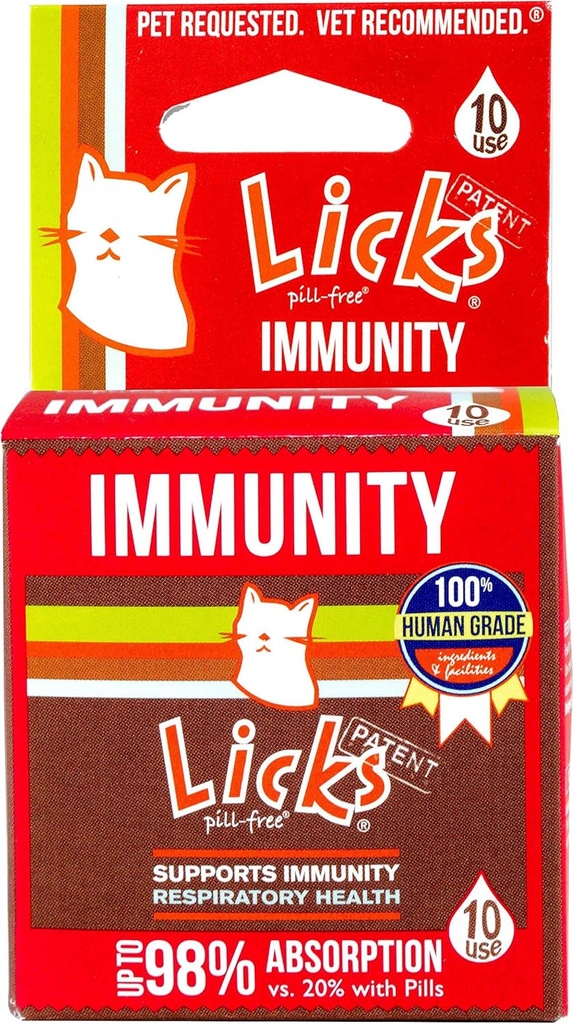 Licks Pill- Free Cat Imunity - Imunitní podpora Cat Supplies - Respirační doplňky - Zdravotní dodávky - Gel Packets - 10 Použití