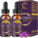 (2 Pack) Mléko bodláčí kapalné kapky pro vyčištění jater detox & opravy, Mléko bodláčí dodatek s kořen pampelišky, Artichode & Turmeric pro podporu jater a imunitní zdraví, Vegan, Non- GMO, 4 FL OZ