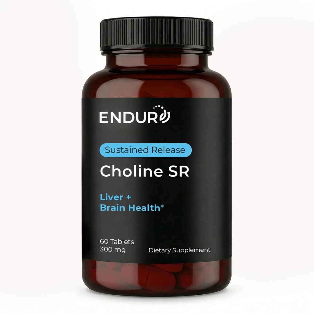 Endur Cholin L (+) Bitartate, Trvalé uvolnění Brain & Játra Supplement, Prenatal Safe, Vegan, Non- GMO, gluten zdarma, 300mg (60 tablet)