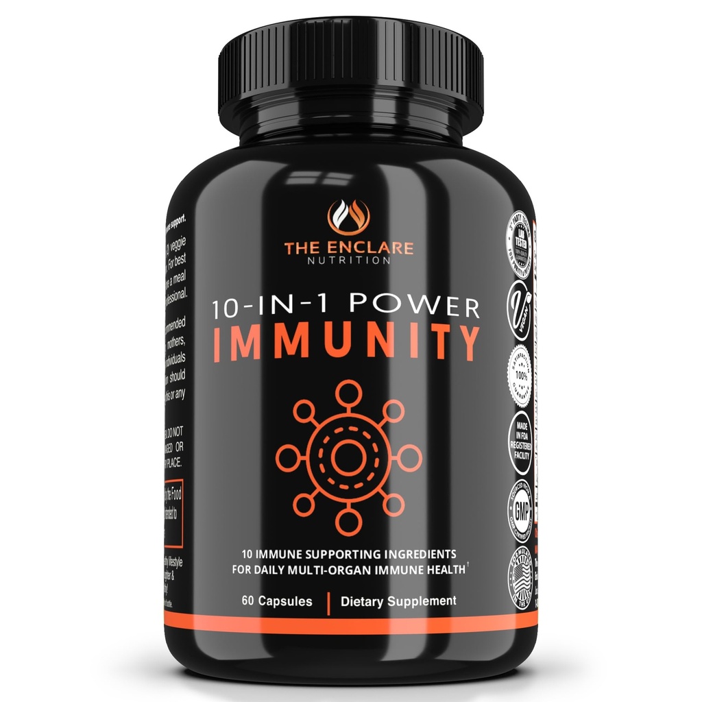 VÝPOČET 10 v 1 Imunitní podpora Booster Dodatek s Echinacea, Vitamin C a zink, Kurkuma, Zázvor, B6, Elderberry pro dospělé obranné vitamíny, Vyrobeno v USA Veg Cap 60 Ct (1)