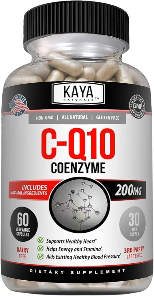 Kaya Naturals - CoQ10 Power Antioxidant dodatek pro cévní, srdeční zdraví, zdravé hladiny krevního tlaku a imunitní funkce - Obnovení denní celulární a energetické výroby - 60 Veggie Kapsle