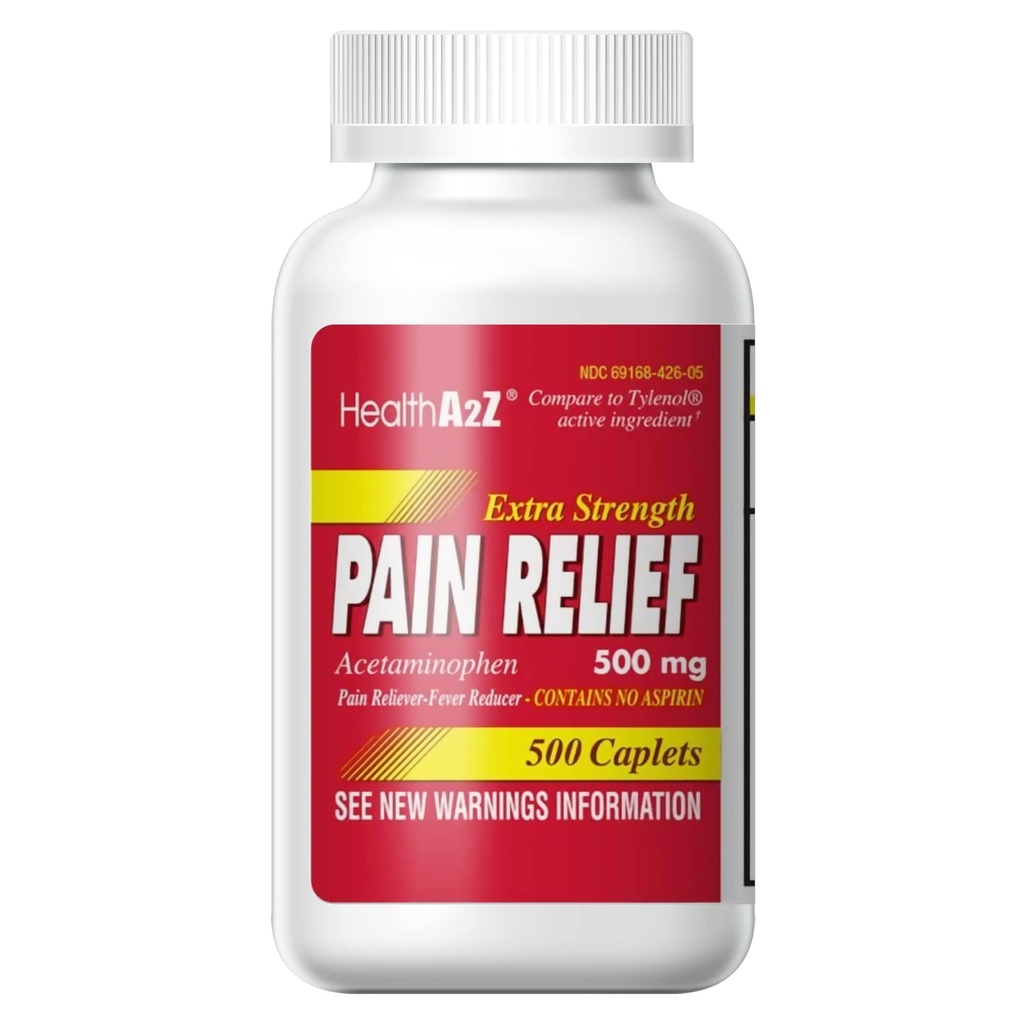 HealthA2Z ® Extra Strength Pain Relief Is124; Acetaminophen 500mg Is124; Obsahuje No Aspirin Is124; Fever Reducer Is124; Pain Reliever (500 Počet balení po 1))
