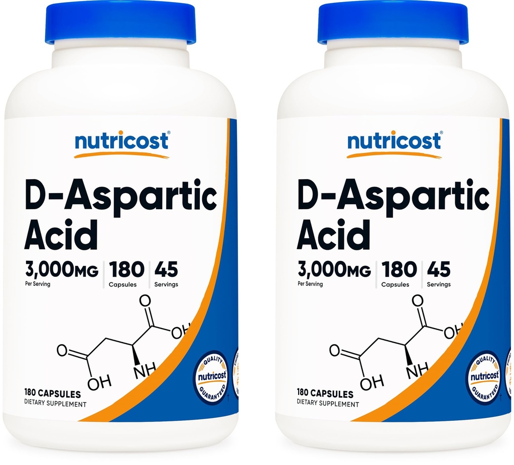 Nutricost D- aspartické kyselé tobolky (180 kapslí) (2 lahvičky)