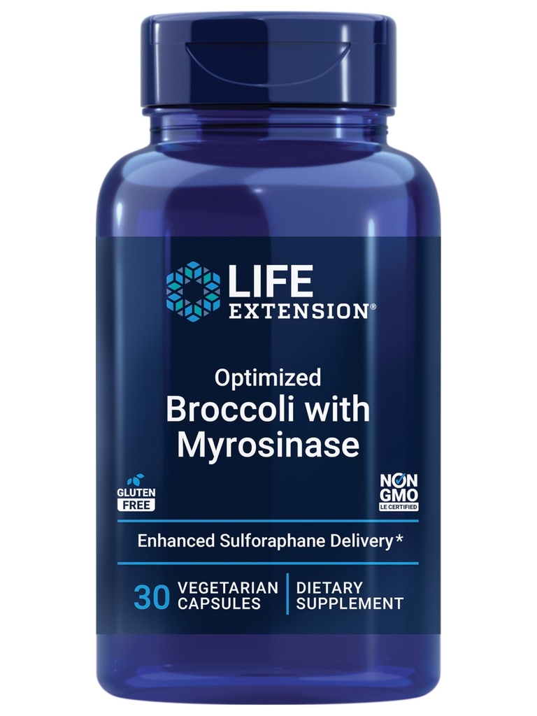 Life Extension Optimalizovaná brokolice s Myrosinasou, Játra a Detox dodatek, Pokročilý biologický k dispozici, Once-Daily, Non-GMO, Vegetariánské, gluten- Free, 30 Kapsle