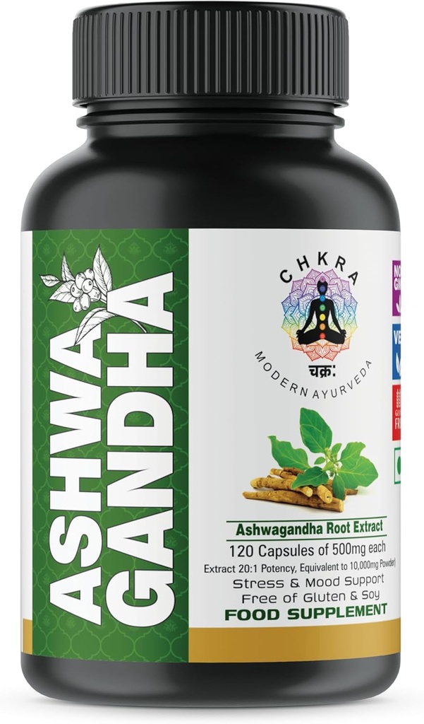 XTRACT Ashwagandha Doplňky Ekvivalentní 10 000 mg - 120 Ashwagandha Vegan Kapsle - Organic Ashwagandha Prášek a kořenový extrakt Kapsle - Stress Relief Dodatek, Mood Enhancer - 4 Měsíční dodávky