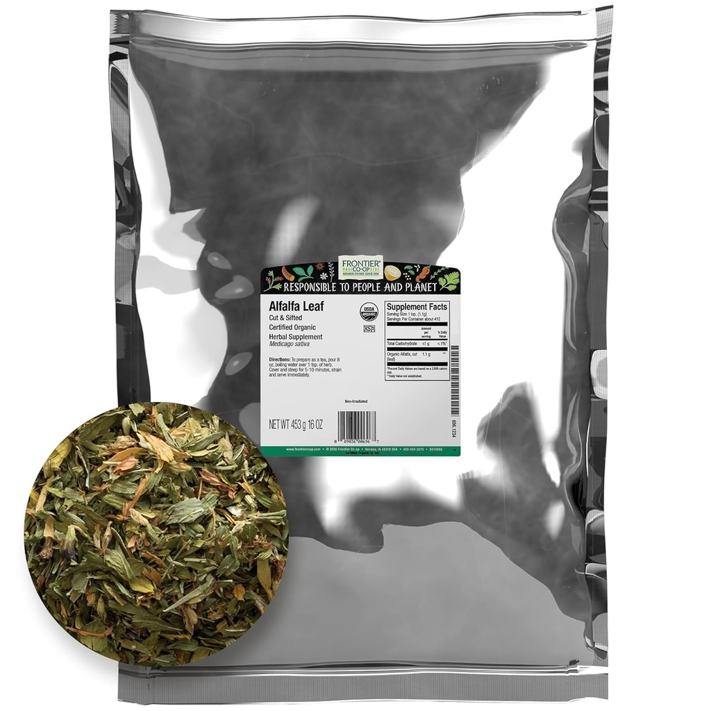 FRONTIER Organic Cut Setted Alfalfa Leaf, 16 OZ