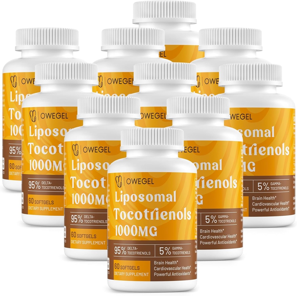 Lipozomální Tocotrienoly 1000mg - Vysoká biologická dostupnost vitamin E Tocotrienoly Doplňky, 95% Delta a 5% Gamma Tocotrienol Kapsle Podpora kůže, kosti, antioxidant, 600 Softgels