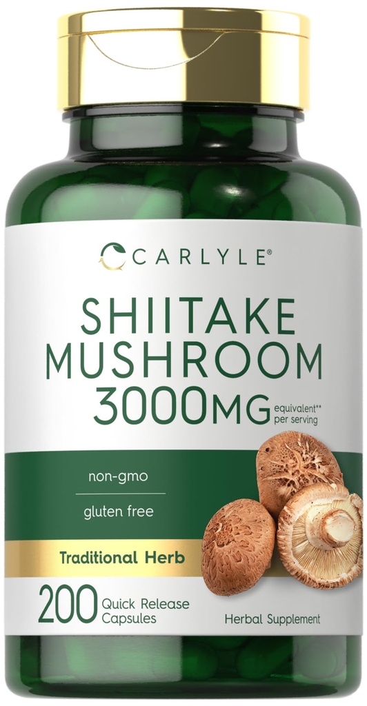 Carlyle Shiitake Mushroom Extract 124; 3000mg Ibrahim 124; 200 Kapsle Ibrahim 124; Non- GMO, gluten zdarma