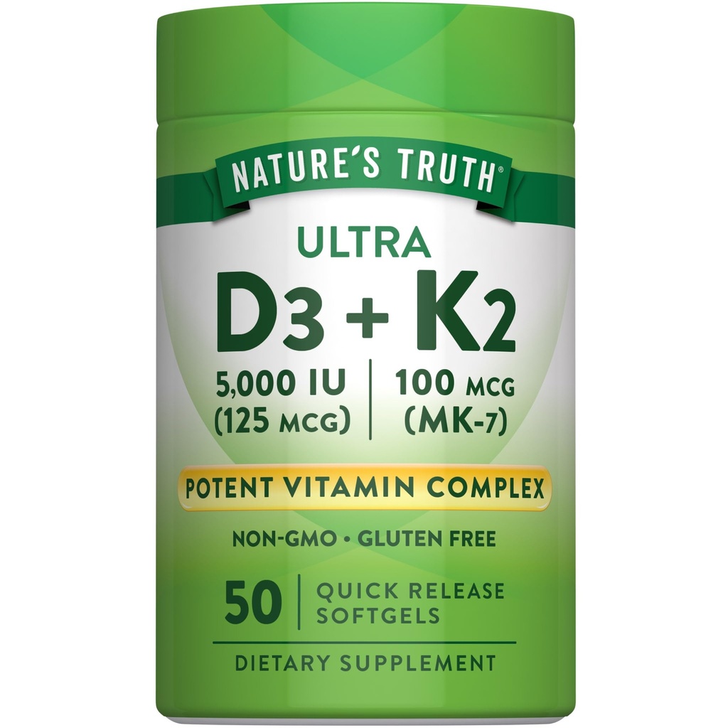 Nature 's Truth Vitamin K2 MK7 Complex 124; 100 mcg Complex 124; 50 Softgels current 124; s D3 current 124; Non- GMO & Gluten zdarma dodatek