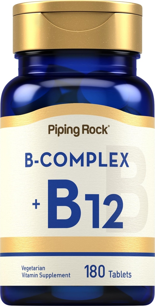 Piping Rock vitamin B Komplex 124; 180 Tablety CLAS124; s B12 CLAS124; Vegetarian, Non-GMO, Soy zdarma dodatek