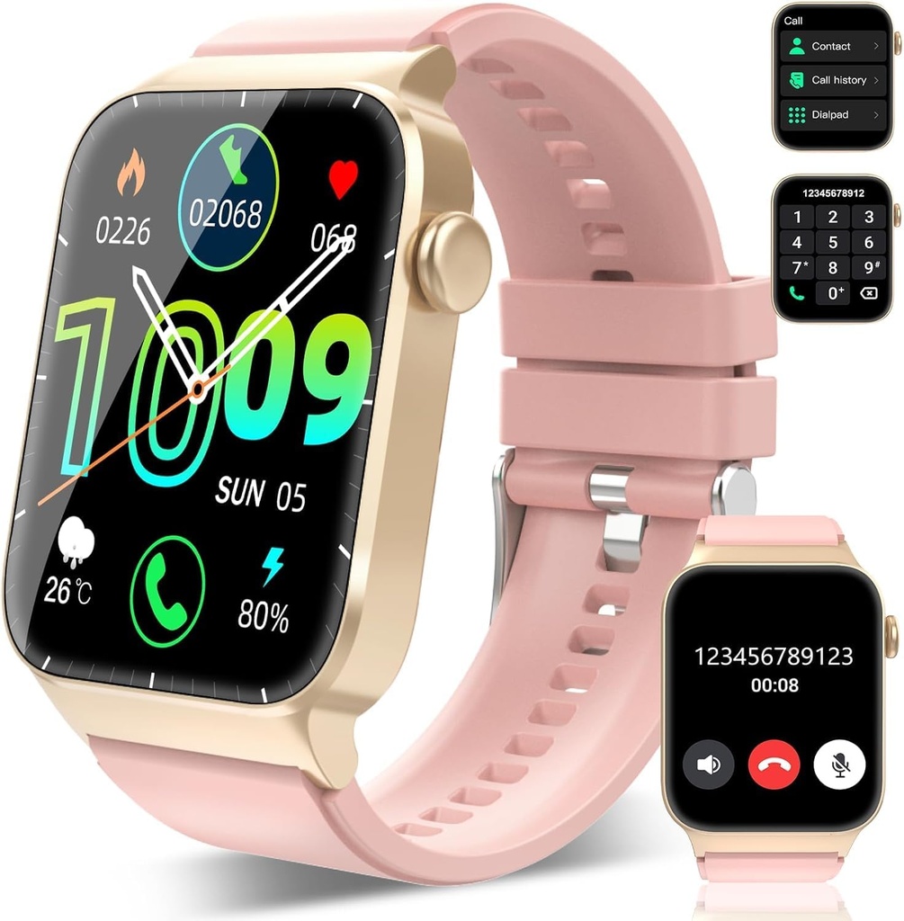 Smart Watch pro muže ženy (Odpověď / Make volání), 1.85 "HD Smartwatch, Fitness Watch with 112 Sports Modes, Heart Rate Sleep Monitor / Step Counter, IP68 Vodotěsné Fitness Tracker pro Android, Deep Pink