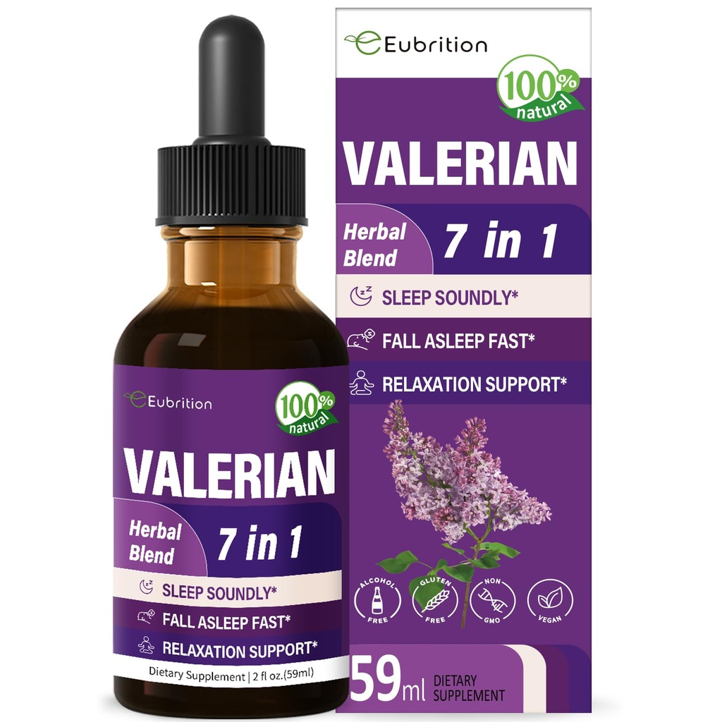 Valerian Root Sleep Support Kapky, Vášeň Květ, Heřmánek, Levandule, Soursop Listy, & Hibiscus Herb Extract Dodatek Tinktura pro spánek Soundly & Hluboce. Perfektní se spánkem. 2oz