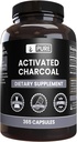 Čisté původní ingredience Activated Charcoal, No Magnesium or Rice Fillers, Vždy čisté, Laboratoř ověřen (365 Počet)
