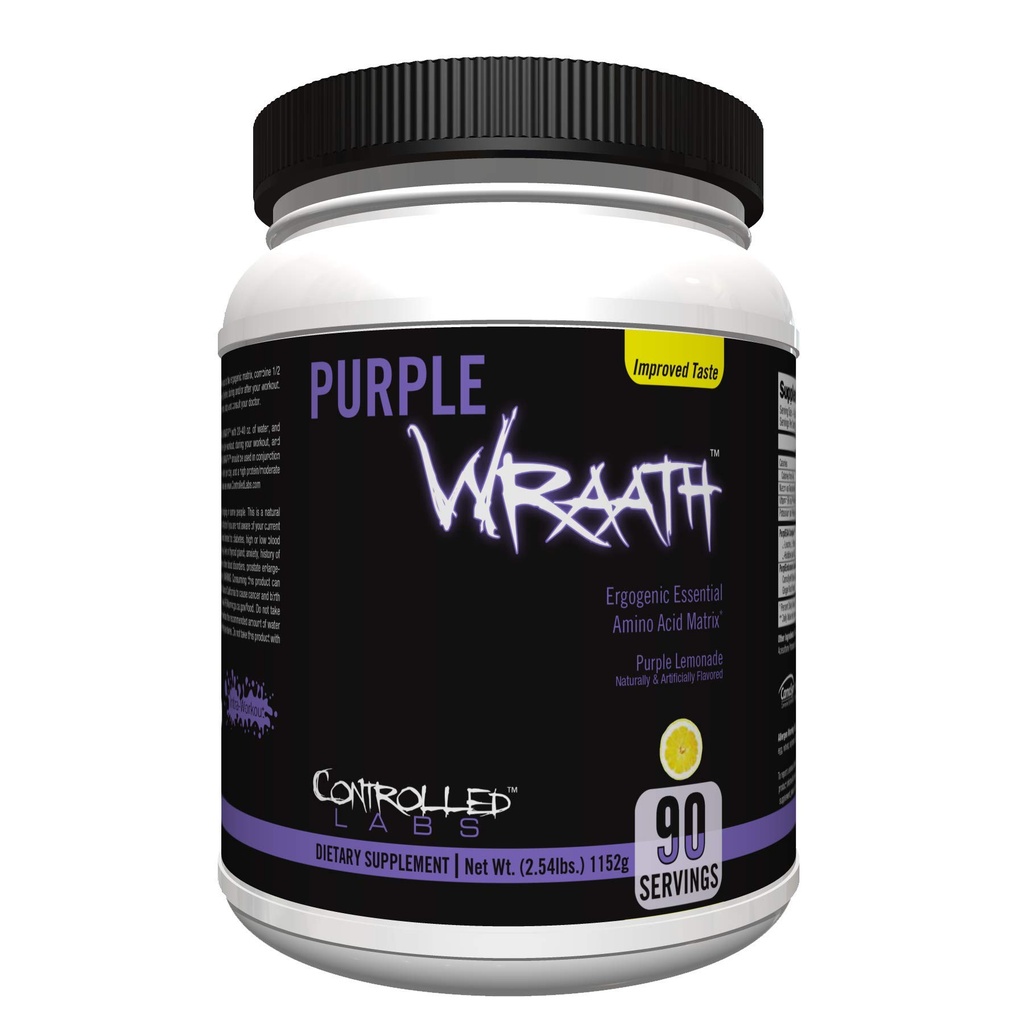 KONTROLENÉ LABS Purple Wrath, BCAA a EAA Amino Acid dodatek, s Endurance Blend Intra Workout Powder, Optimal Endurance, Focus, a Stamina (Lemonade, 90 Servings)