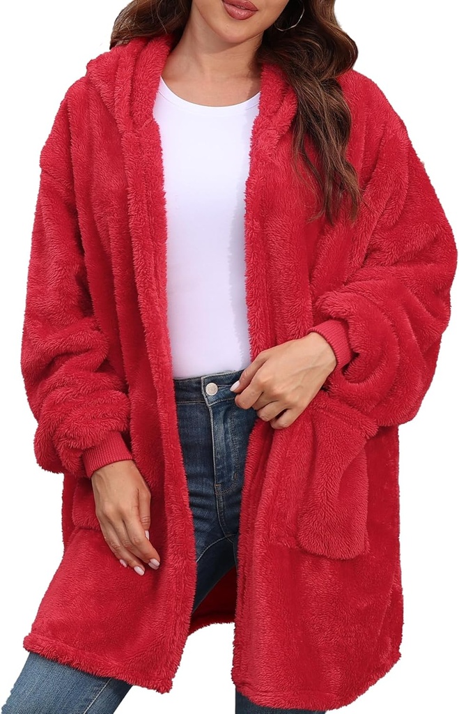Argstar Hooded Cardigan pro ženy a muže, Přerostlé tričko Fuzzy Fleece Blanket Hoodie Jacket - Jedna velikost hodí vše