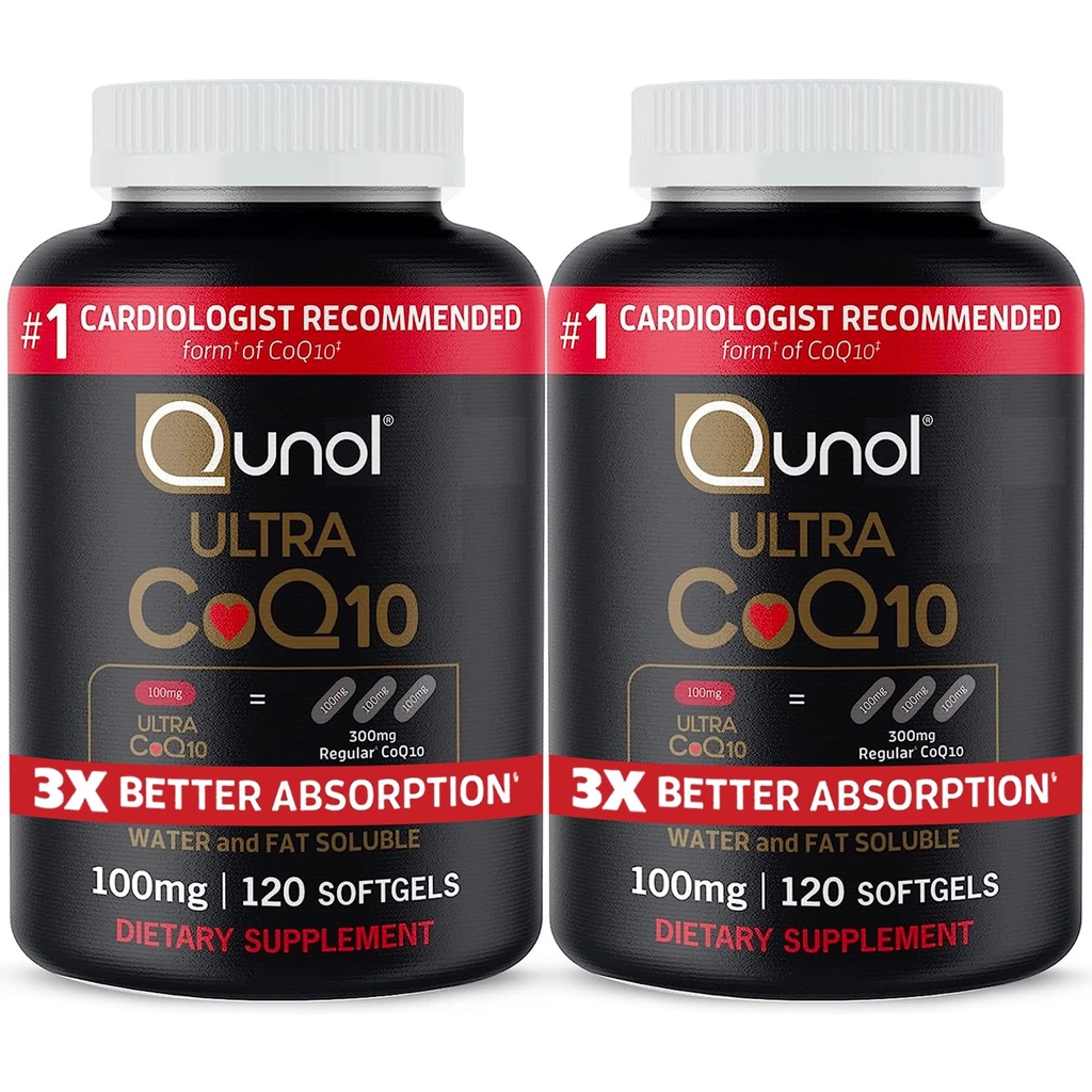 Qunol Ultra CoQ10 100mg, 3x lepší absorpce, patentovaná voda a tuk rozpustný přírodní doplněk forma koenzymu Q10, antioxidant pro srdeční zdraví, 240 Počítání Softgels