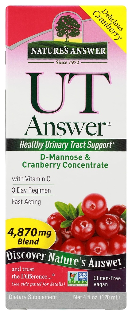 Příroda je odpověď UT Odpověď 124; Močová Tract System Support 124; Cranberry Flavor Dietní dodatek UT 124; Alkoholo- Free, gluten- Free, Netestováno na zvířatech & Vegan 4oz