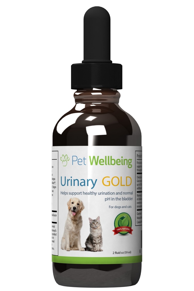 Pet Wellbeing Urinary Gold pro psy - Vet- Permanentní Multi- Herb Podpora močového traktu - močový měchýř Zdraví a močový systém Wellness - Natural Dog Supplement - Liquid Formule 2 oz (59ml)